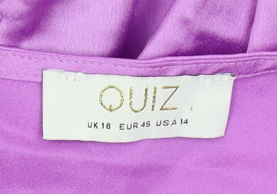Quiz Women's Purple Wrap Dress - UK 18 Party Style