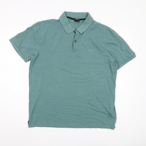 Hugo Boss Men's Green Polo Shirt XL Regular Fit