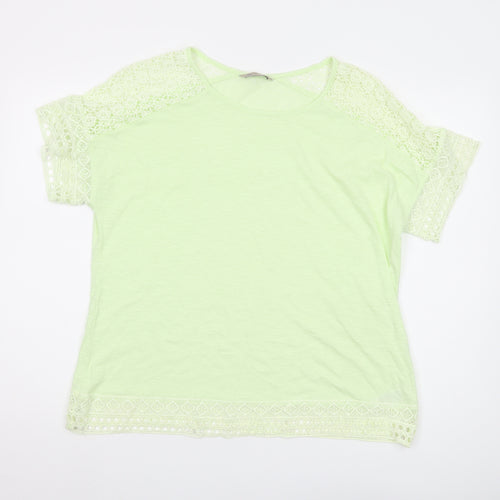 Marks and Spencer Green Crochet Accent T-Shirt, Size 18