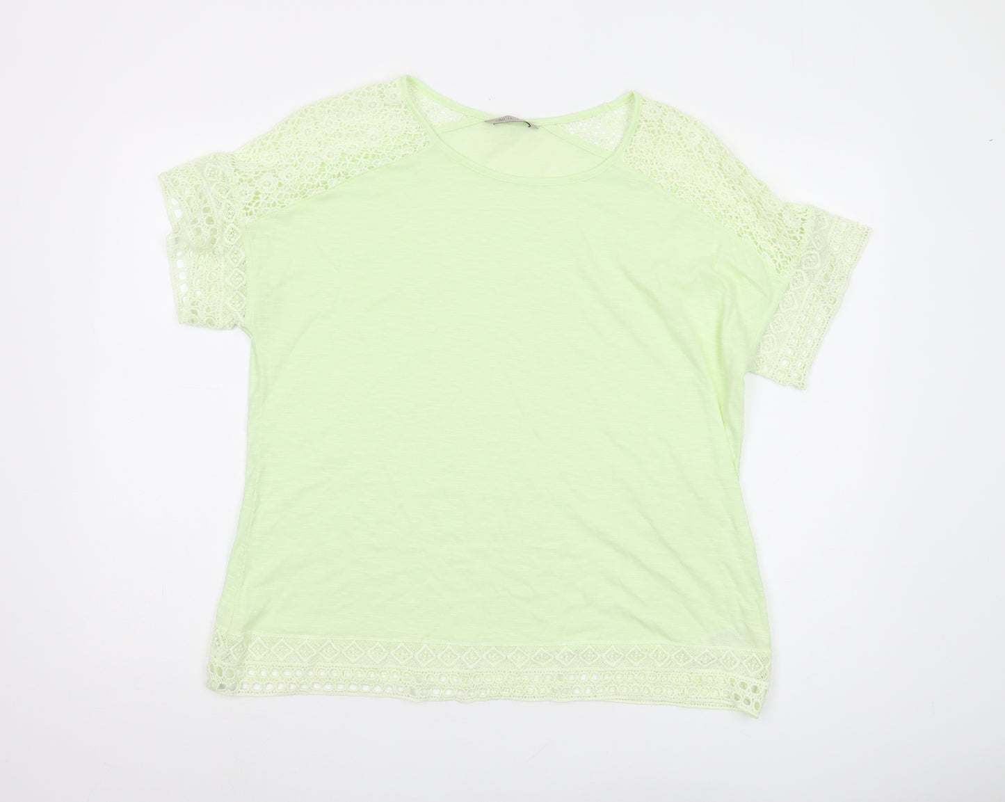 Marks and Spencer Green Crochet Accent T-Shirt, Size 18
