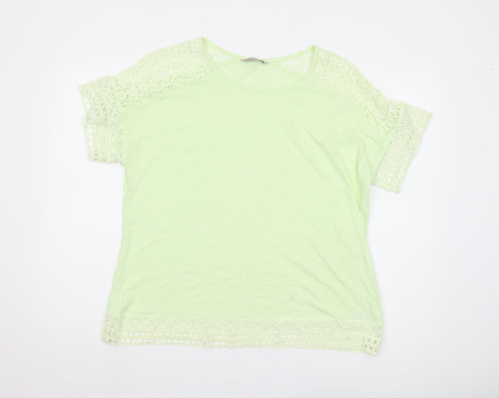 Marks and Spencer Green Crochet Accent T-Shirt, Size 18