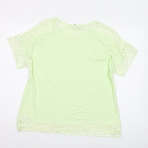 Marks and Spencer Green Crochet Accent T-Shirt, Size 18