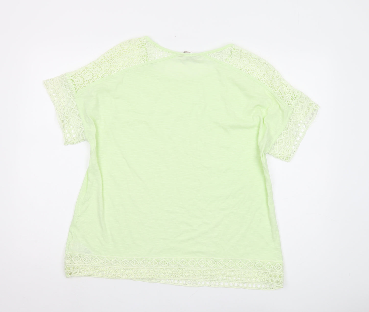 Marks and Spencer Green Crochet Accent T-Shirt, Size 18