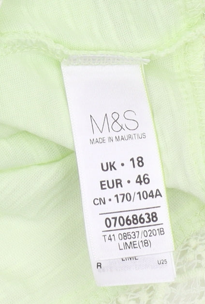 Marks and Spencer Green Crochet Accent T-Shirt, Size 18