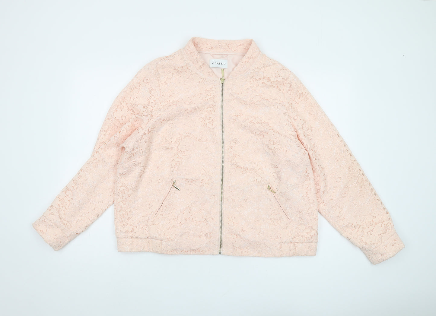 Marks and Spencer Women's Pink Lace Bomber Jacket, Size 18