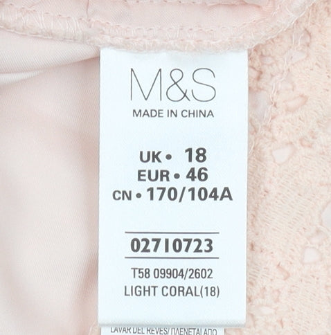 Marks and Spencer Women's Pink Lace Bomber Jacket, Size 18