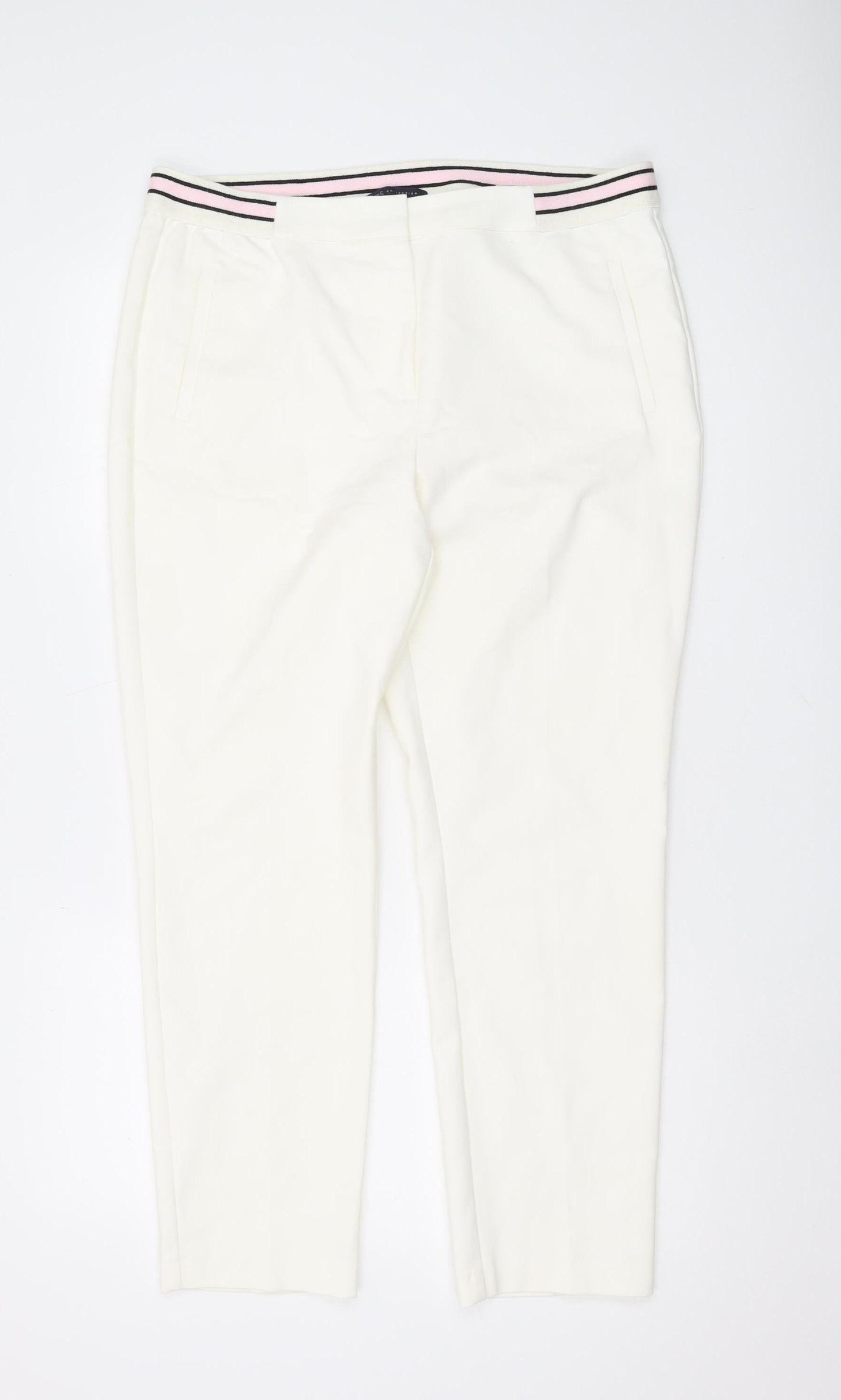 Marks and Spencer Women's White Cropped Trousers, Size 16
