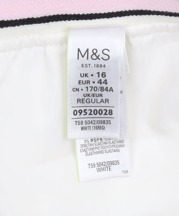 Marks and Spencer Women's White Cropped Trousers, Size 16