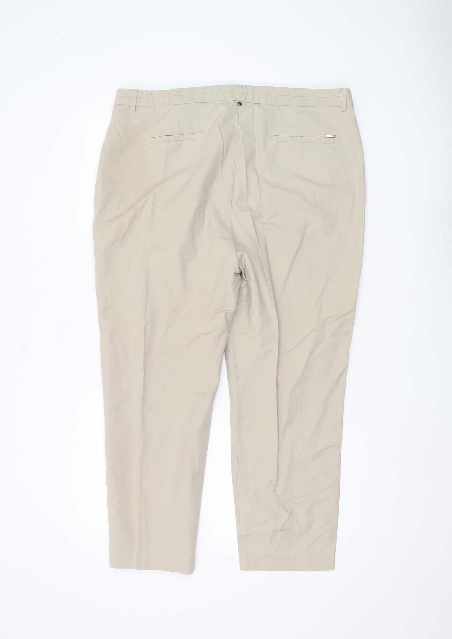 Marks and Spencer Women's Beige Cotton Trousers Size 18