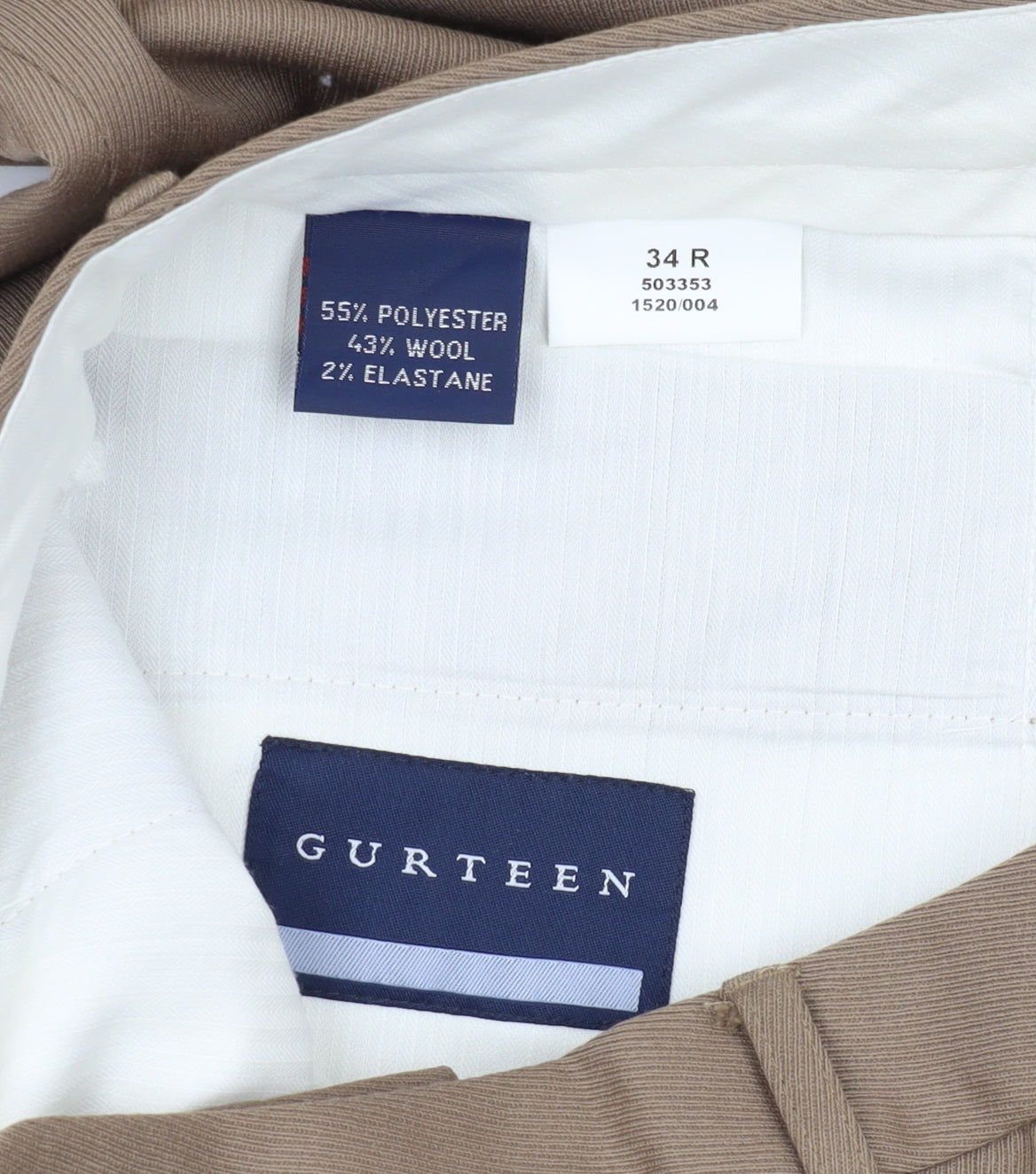 Gurteen Men's Beige Dress Pants, Size 34 R, Formal Trousers