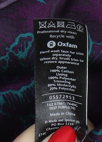 Marks and Spencer Women's Purple Long Overcoat Size 10