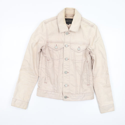 River Island Women's Beige Denim Jacket 2XS
