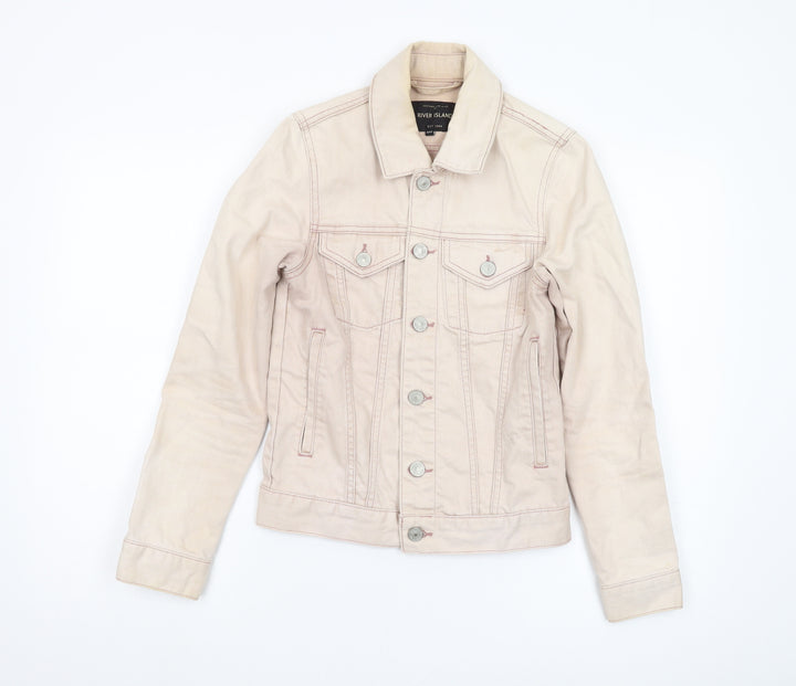 River Island Women's Beige Denim Jacket 2XS