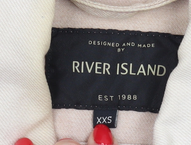 River Island Women's Beige Denim Jacket 2XS