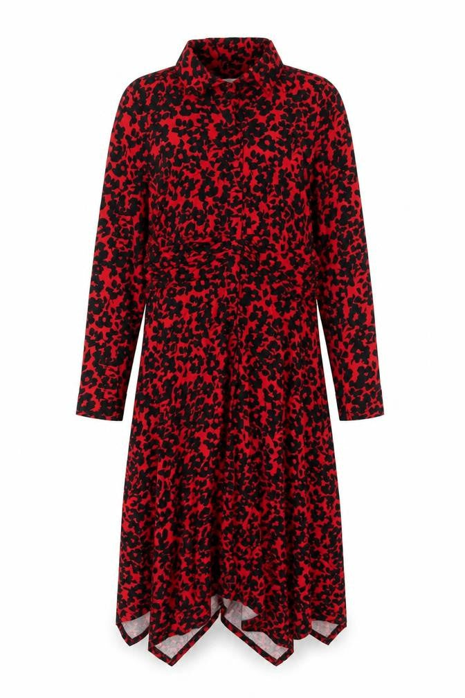 Monsoon Red Animal Print Shirt Dress M Womens