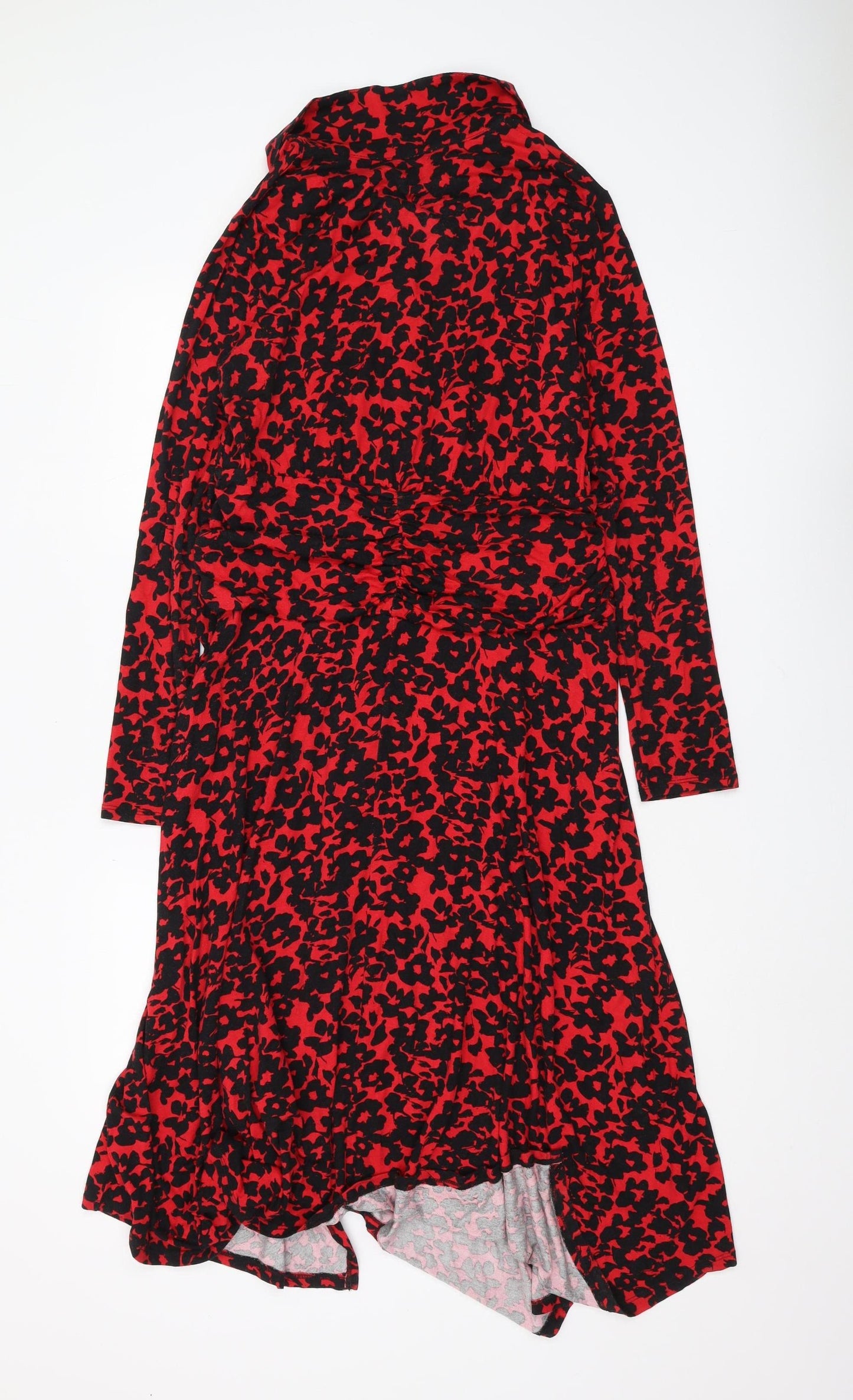 Monsoon Red Animal Print Shirt Dress M Womens