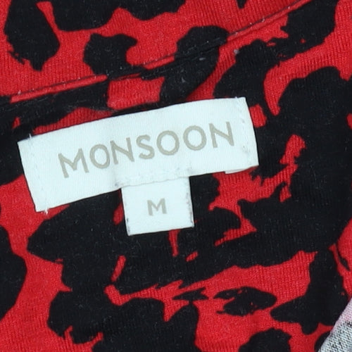 Monsoon Red Animal Print Shirt Dress M Womens