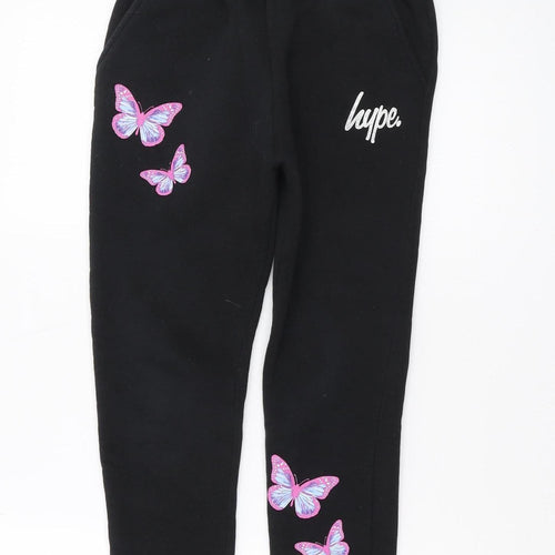 Hype Girls Black Joggers 11-12 Years Butterfly Print