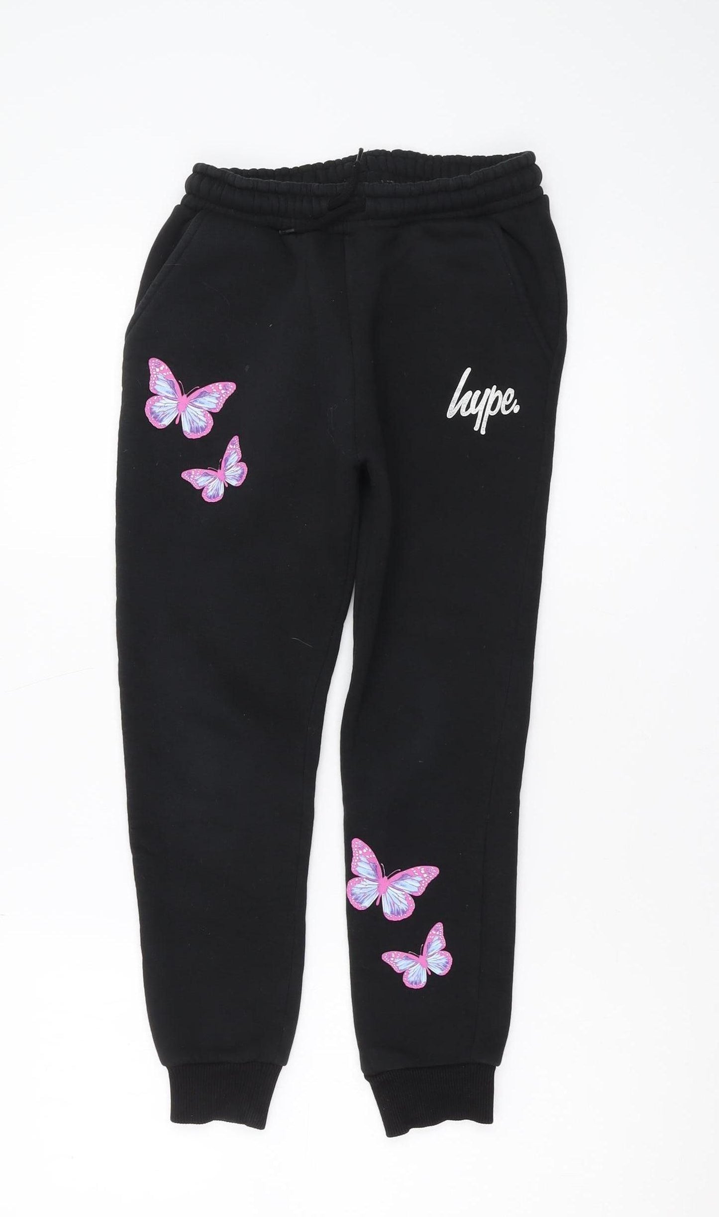 Hype Girls Black Joggers 11-12 Years Butterfly Print