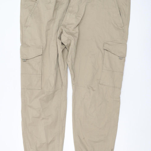Jack & Jones Men's Beige Cargo Trousers 32 Inch Relaxed Fit