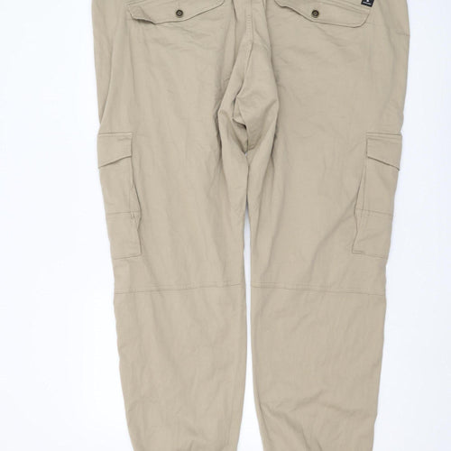 Jack & Jones Men's Beige Cargo Trousers 32 Inch Relaxed Fit