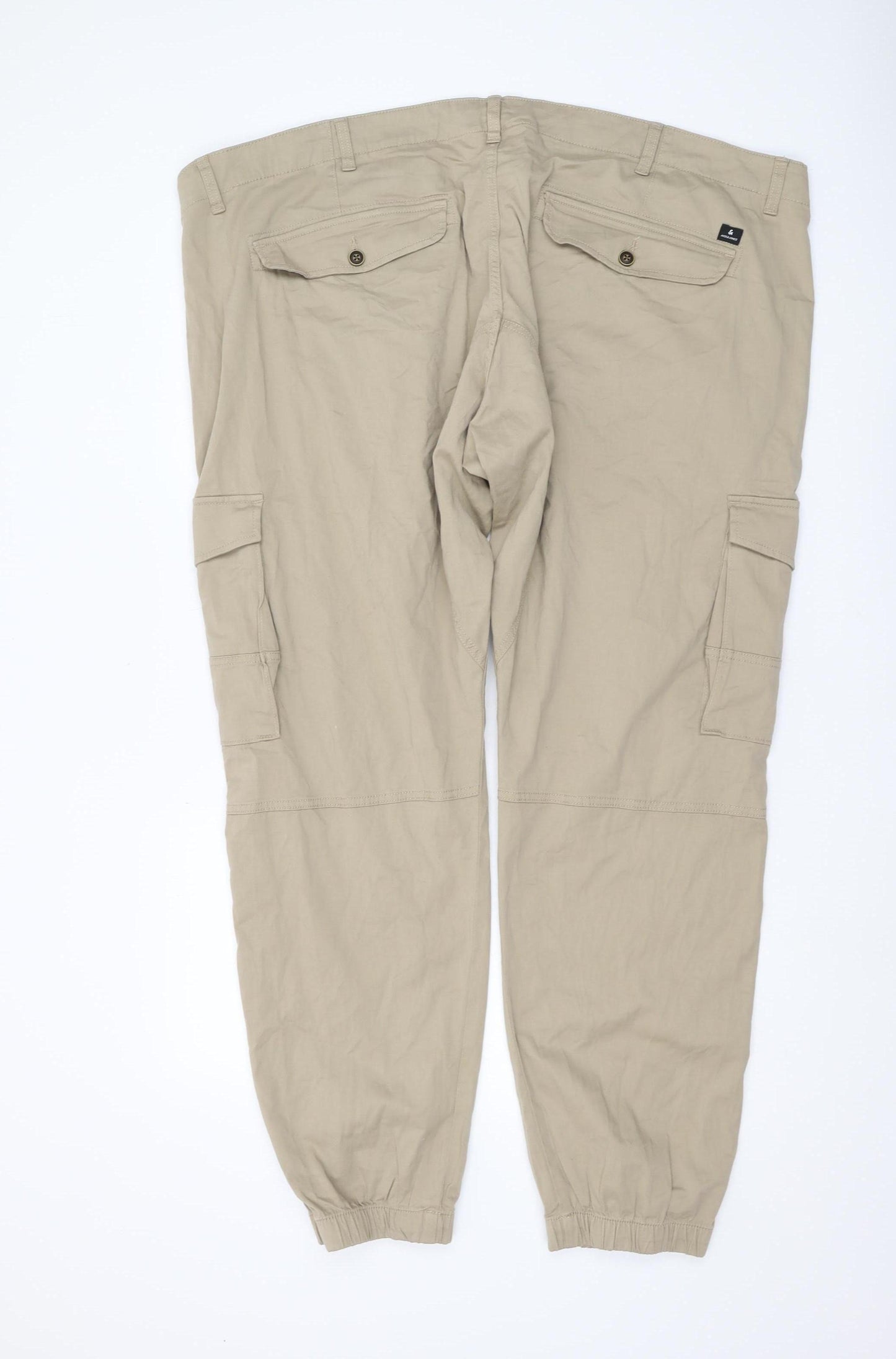 Jack & Jones Men's Beige Cargo Trousers 32 Inch Relaxed Fit