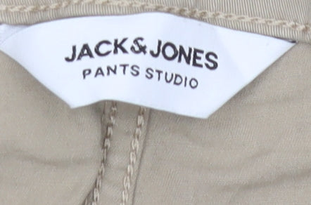 Jack & Jones Men's Beige Cargo Trousers 32 Inch Relaxed Fit