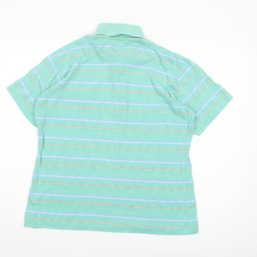 Pierre Cardin Men's Green Striped Polo Shirt, Medium