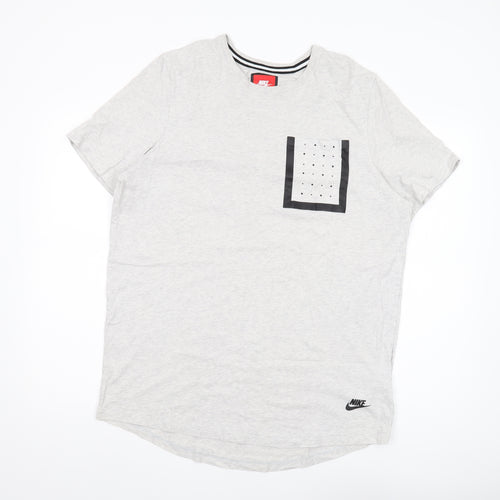Nike Men’s Grey XL T-Shirt, Crew Neck, Pocket Accent
