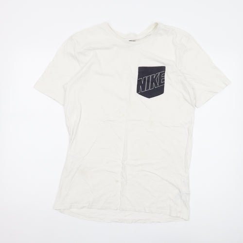 Nike Men's White Athletic Fit T-Shirt - Size M, Logo