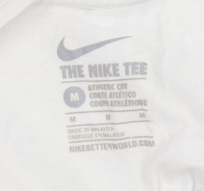 Nike Men's White Athletic Fit T-Shirt - Size M, Logo