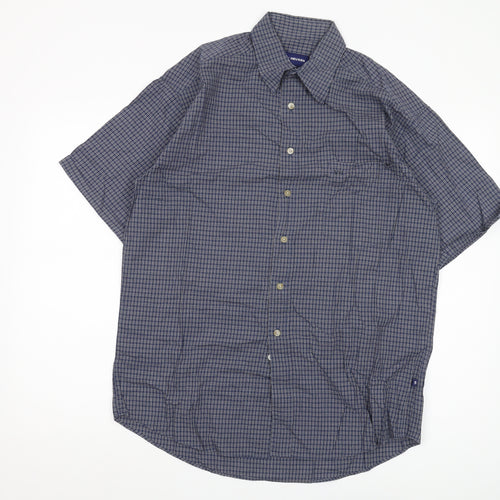 Van Heusen Men's Blue Medium Check Short Sleeve Shirt