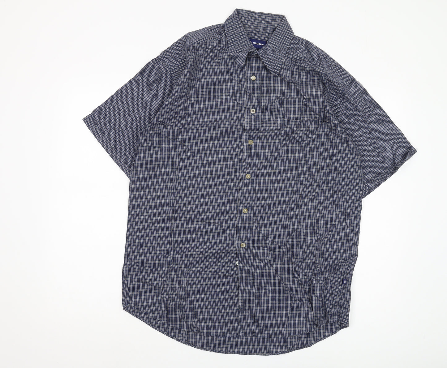 Van Heusen Men's Blue Medium Check Short Sleeve Shirt