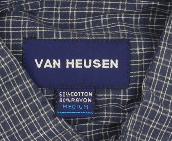Van Heusen Men's Blue Medium Check Short Sleeve Shirt