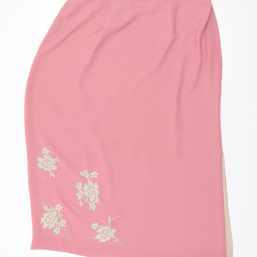 Jacques Vert Women’s Pink Midi Embroidered Skirt