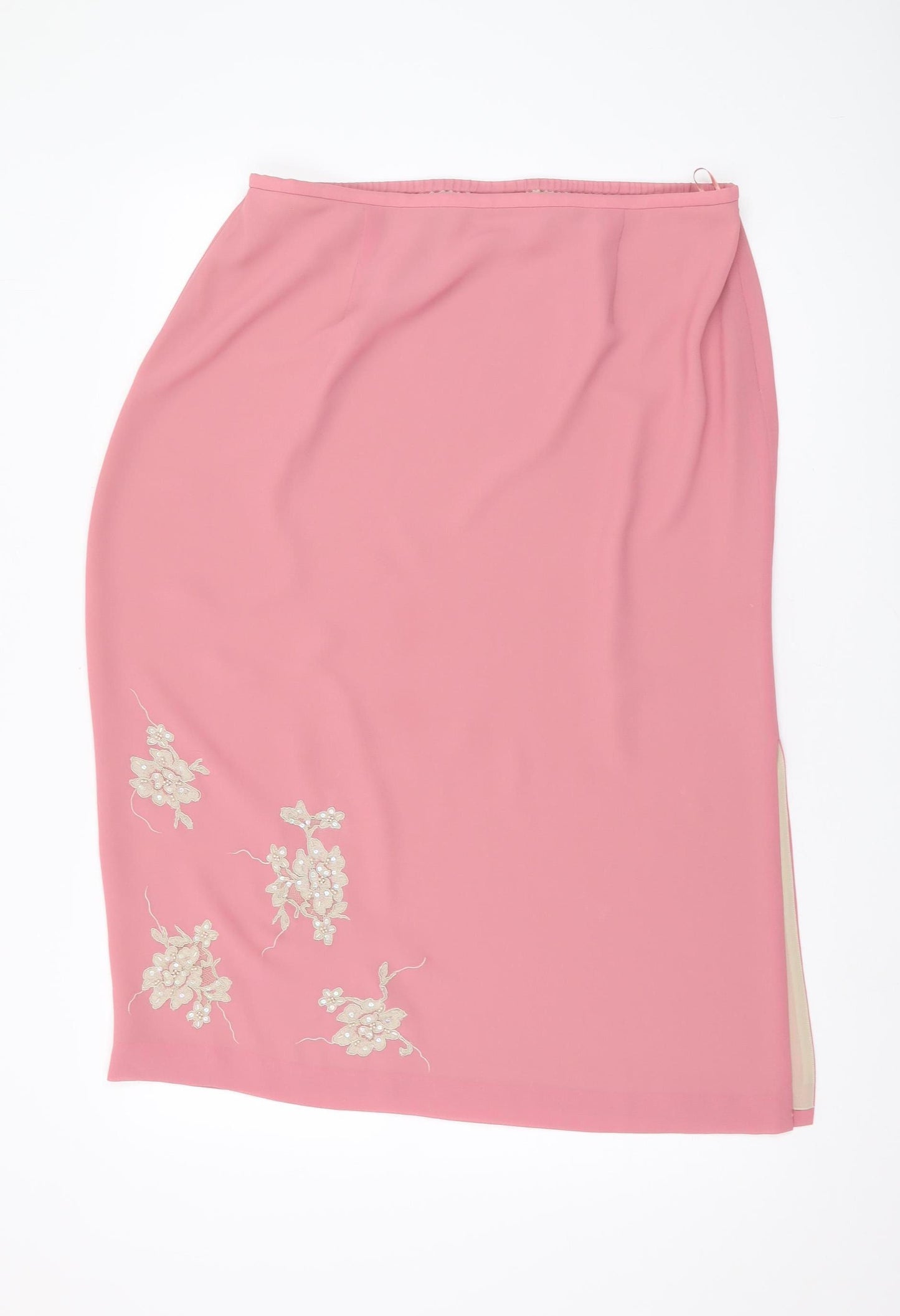Jacques Vert Women’s Pink Midi Embroidered Skirt