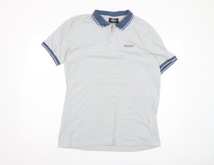 McKenzie Men's Grey Short Sleeve Polo - M
