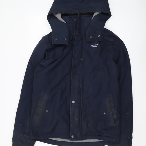 Hollister Men's Blue Hooded Jacket L - Windbreaker Style