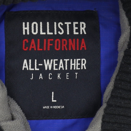 Hollister Men's Blue Hooded Jacket L - Windbreaker Style