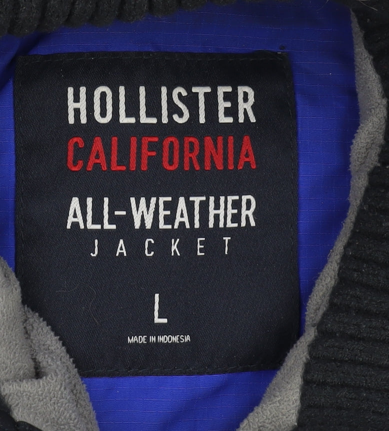 Hollister Men's Blue Hooded Jacket L - Windbreaker Style