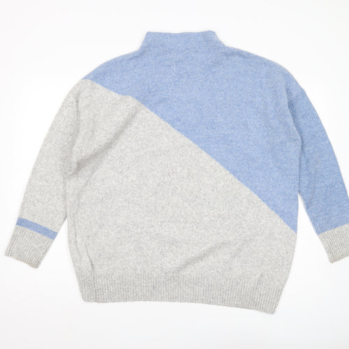 Monsoon Women's Blue Mock Neck Star Jumper - Size L