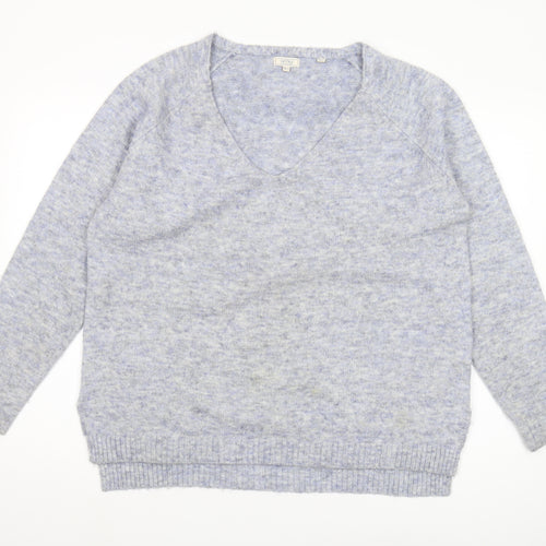 Fat Face Women’s Grey V-Neck Knit Pullover Jumper Size 18