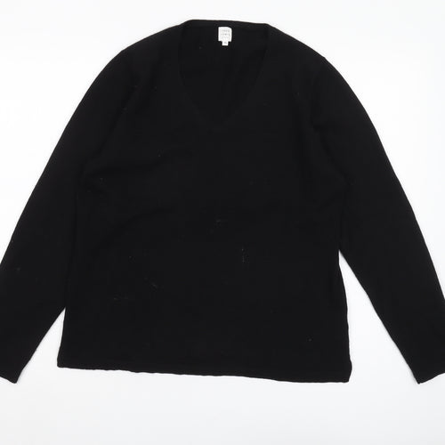 John Lewis Women's Black Cashmere V-Neck Jumper, Size 16