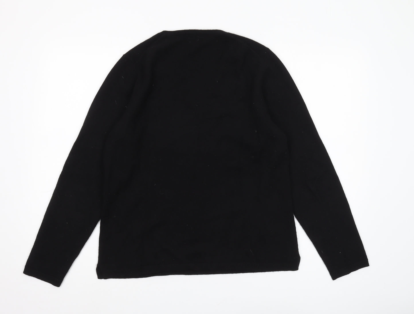 John Lewis Women's Black Cashmere V-Neck Jumper, Size 16