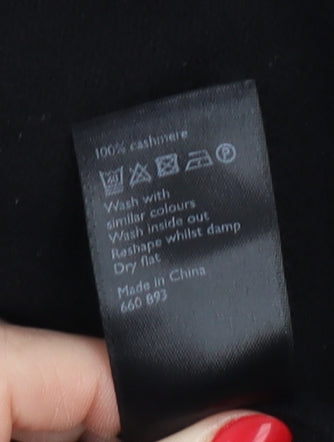 John Lewis Women's Black Cashmere V-Neck Jumper, Size 16