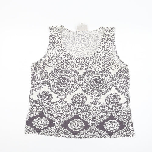 Laura Ashley Women's Grey Tank Top UK 16 Geometric Style