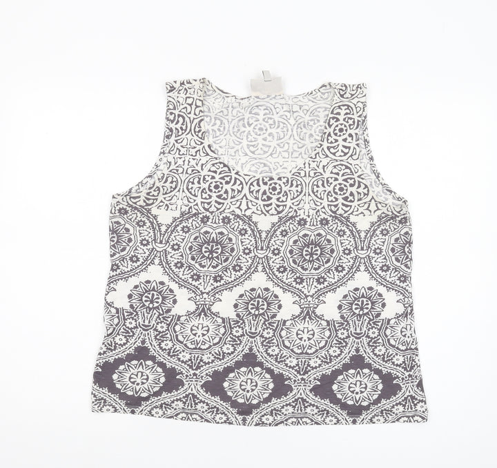 Laura Ashley Women's Grey Tank Top UK 16 Geometric Style