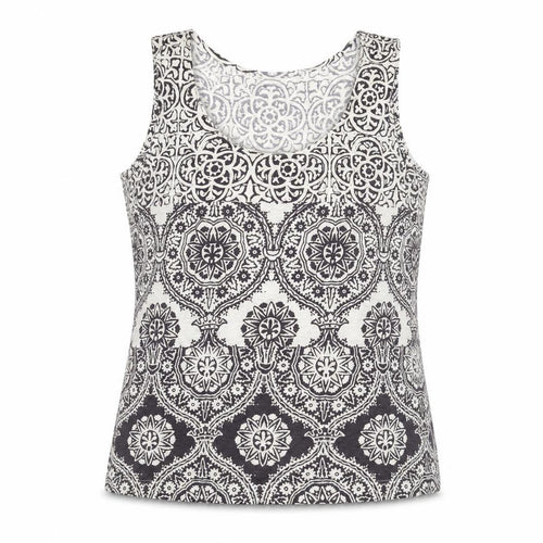Laura Ashley Women's Grey Tank Top UK 16 Geometric Style