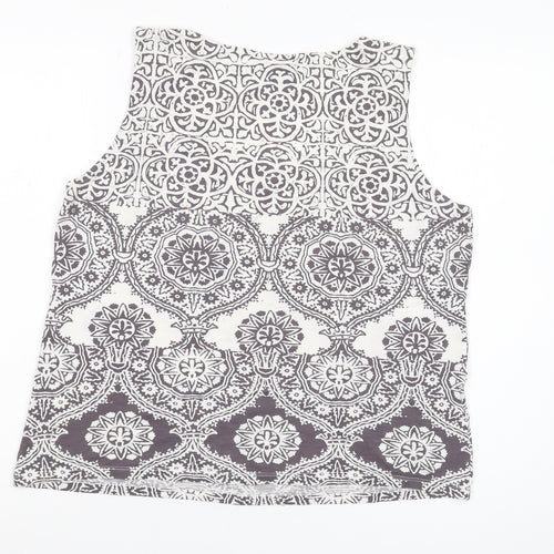 Laura Ashley Women's Grey Tank Top UK 16 Geometric Style