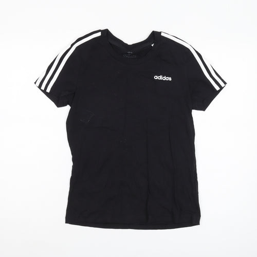 Adidas Boys Black M T-Shirt, Breathable Cotton Logo Top